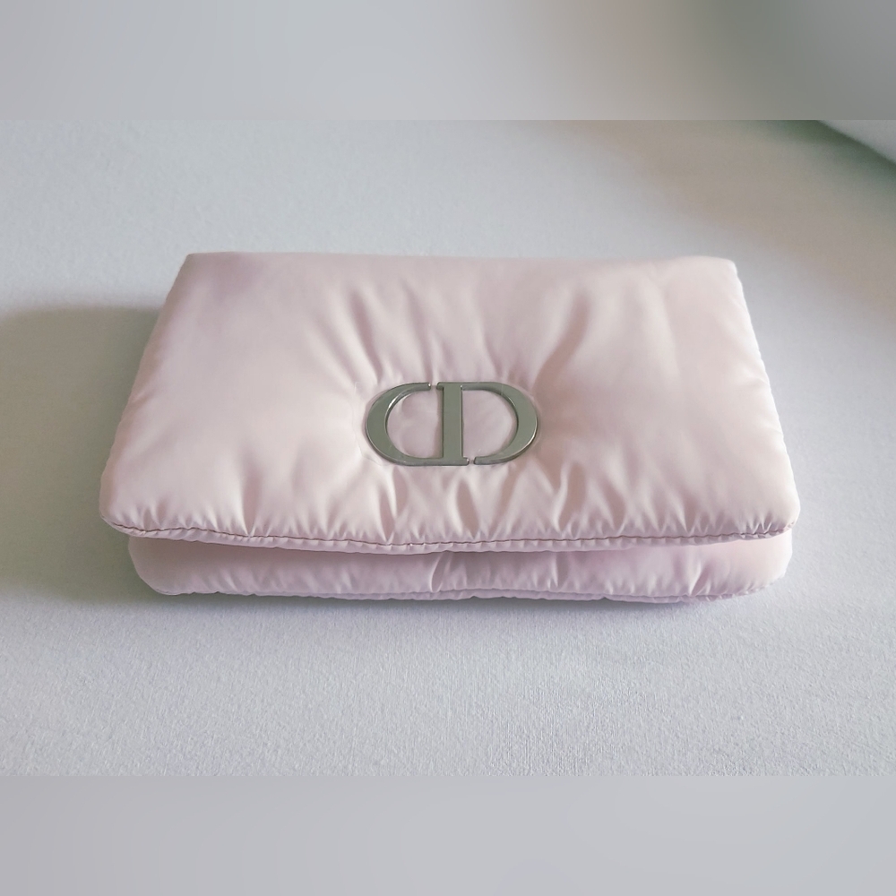 Pink Padded Christian Dior Clutch with Silver Logo